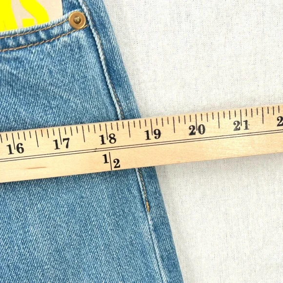 MOTHER SNACKS Jeans Womens 28 Blue Pleated Fun Dip Puddle Like Nothing Else NEW - Picture 16 of 16